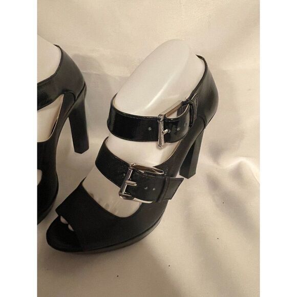 NEW Michael Kors Desert Double Buckle Black Patent Leather 7.5M - Picture 3 of 15